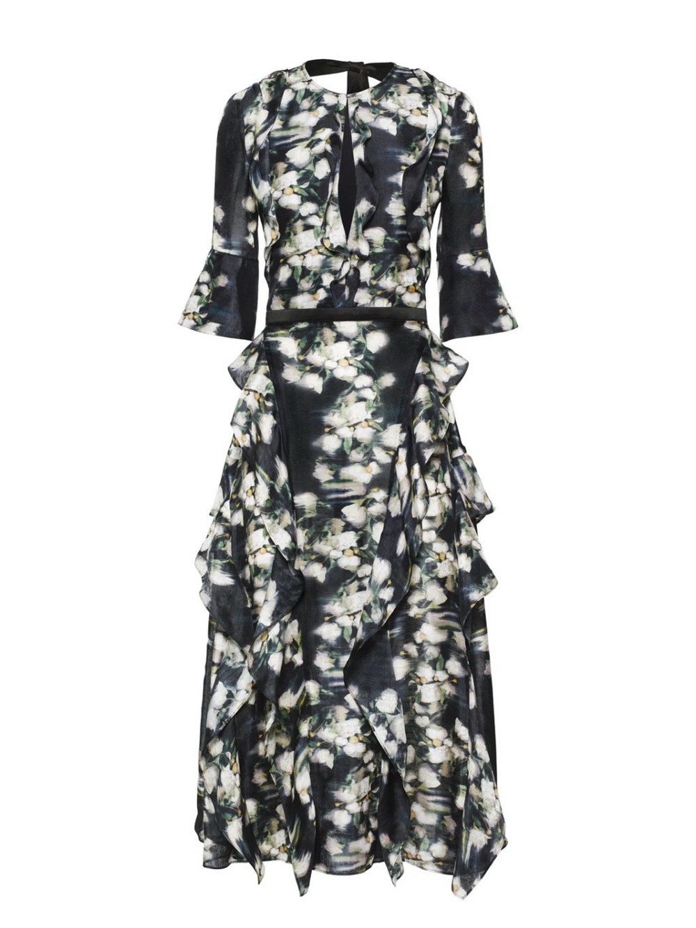 H&M CONSCIOUS EXCLUSIVE PATTERNED FLORAL SILK DRESS